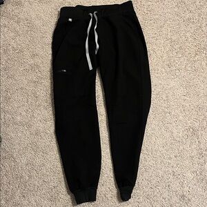 Figs Women’s Black Zamora Joggers with Gray Drawstring